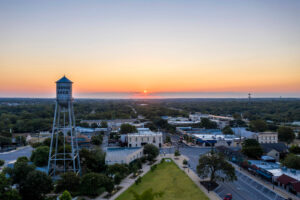 round rock town at sunset