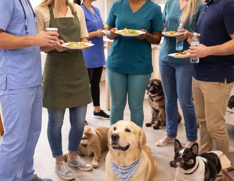 pet professionals ad their dogs at a lunch and learn seminar