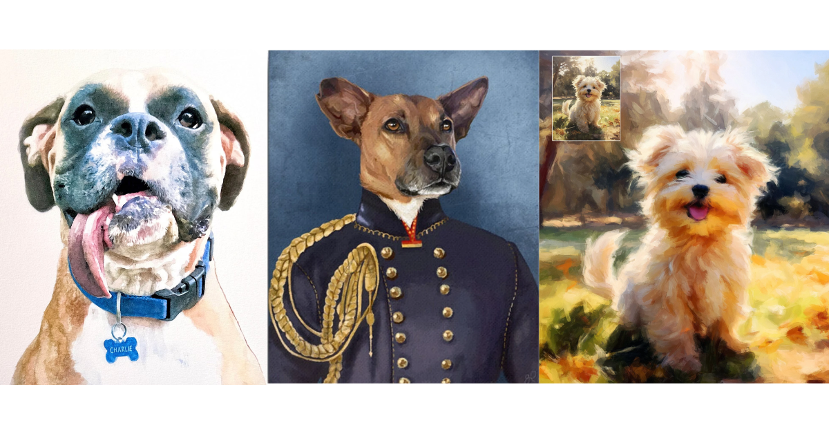 Capture Your Pup's Personality with these Pet Portraits on Etsy