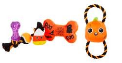 Thrills & Chills Halloween Bone Spooky Fun Value Pack Dog Toys - 4 Pack Thrills & Chills Halloween Plush Pumpkin Rope Dog Toy
