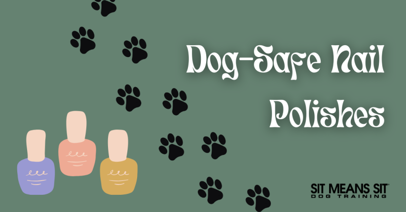dog nail polishes surrounded by paw prints